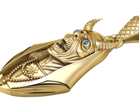 Pendentif démon nonne prêtresse modèle de bijoux imprimable en 3D Modèles 3D en vedette
