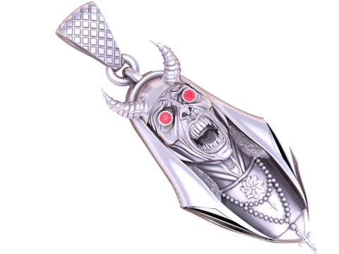 Pendentif démon nonne prêtresse modèle de bijoux imprimable en 3D Modèles 3D en vedette