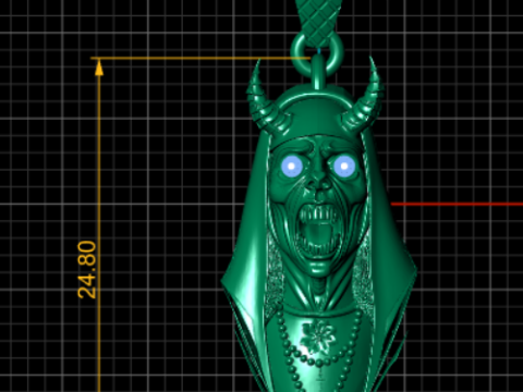 Pendentif démon nonne prêtresse modèle de bijoux imprimable en 3D Modèles 3D en vedette