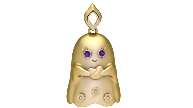 Model Perhiasan Cetak 3D Liontin Hati Memegang Hantu Kawaii Model Cetak 3D .c4d .max .obj .3ds .fbx .stl .blend 