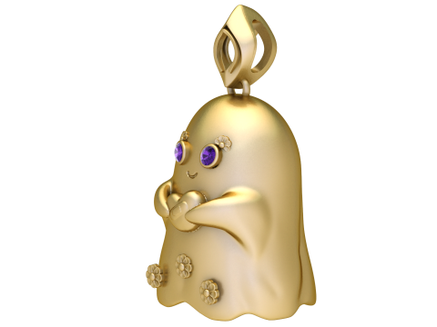 Model Perhiasan Cetak 3D Liontin Hati Memegang Hantu Kawaii Model Cetak 3D