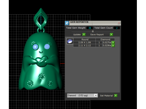 Model Perhiasan Cetak 3D Liontin Hati Memegang Hantu Kawaii Model Cetak 3D