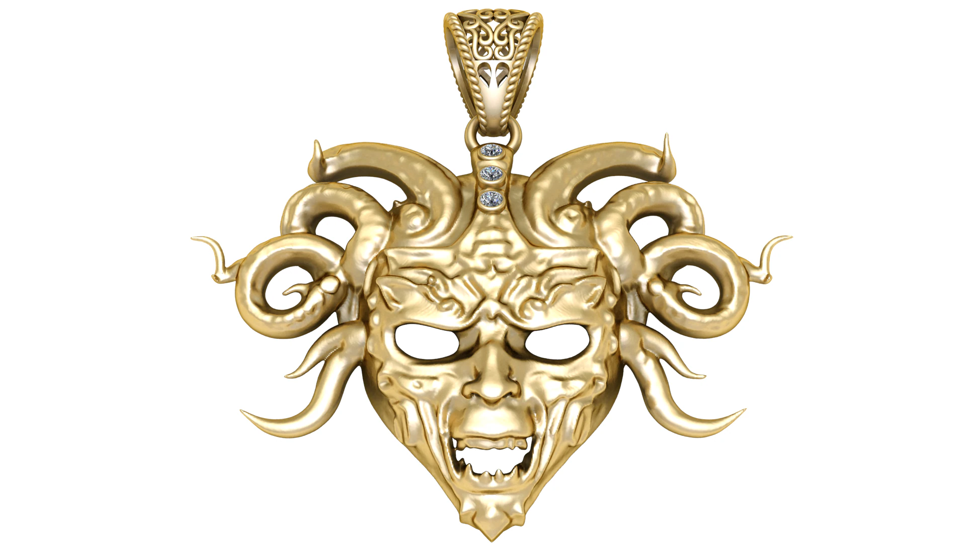 Medusa Serpent Mask Pendant 3D Printable Jewelry Model 3D Print Model .c4d .max .obj .3ds .fbx .stl .blend 