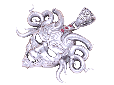 Modello di gioiello stampabile in 3D con ciondolo maschera serpente Medusa Modello di stampa 3D