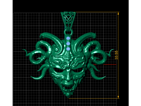 Modello di gioiello stampabile in 3D con ciondolo maschera serpente Medusa Modello di stampa 3D