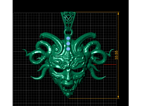 Medusa Serpent Mask Pendant 3D Printable Jewelry Model 3D Print Model
