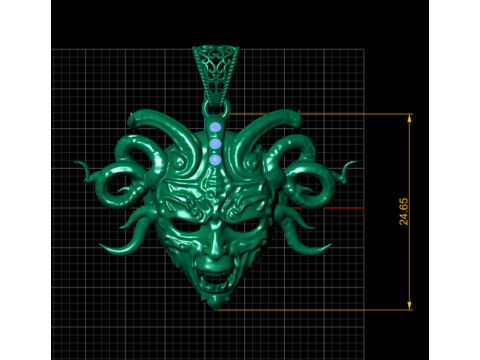 Modello di gioiello stampabile in 3D con ciondolo maschera serpente Medusa Modello di stampa 3D