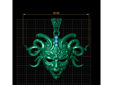 Modello di gioiello stampabile in 3D con ciondolo maschera serpente Medusa Modello di stampa 3D