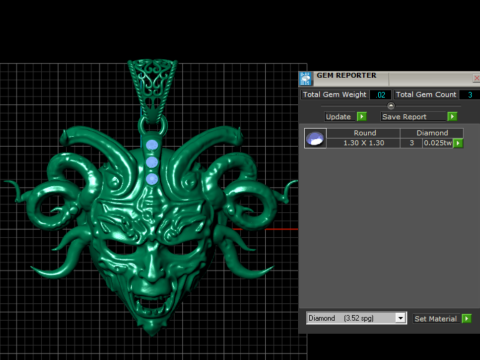 Modello di gioiello stampabile in 3D con ciondolo maschera serpente Medusa Modello di stampa 3D