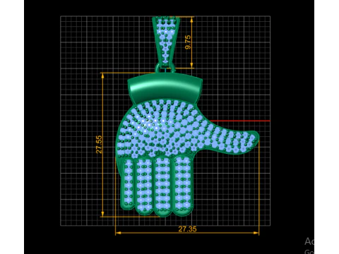 Pav Hamsa Hand Pendant 3D Printable Jewelry Model 3D Print Model