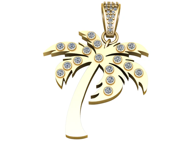 Palm Paradise Pendant 3D Printable Jewelry Model 3D Print Model .c4d .max .obj .3ds .fbx .stl .blend