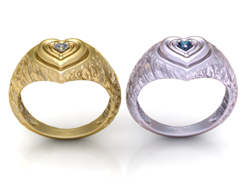 Pierścionek z herbem złotego serca Model biżuterii do druku 3D Model do druku 3D