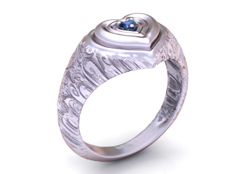 Pierścionek z herbem złotego serca Model biżuterii do druku 3D Model do druku 3D