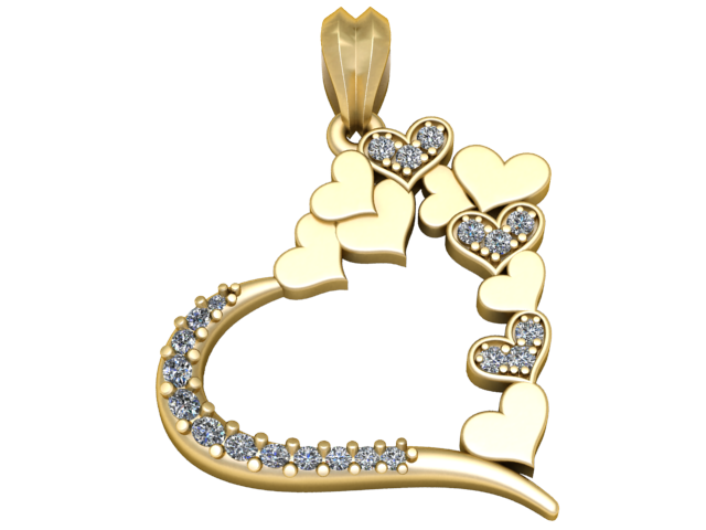 Clustered Heart Harmony Pendant 3D Printable Jewelry Model 3D Print Model .c4d .max .obj .3ds .fbx .stl .blend 