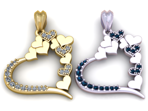 Clustered Heart Harmony Pendant 3D Printable Jewelry Model 3D Print Model