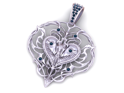 皇家蛇心吊坠 3D 可打印珠宝模型 3D 打印模型