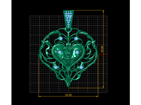 皇家蛇心吊坠 3D 可打印珠宝模型 3D 打印模型