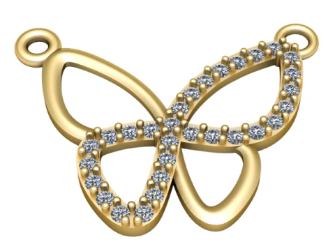 Diamond Butterfly Pendant 3D Printable Jewelry Model 3D Print Model