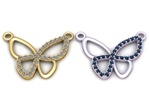 Model Perhiasan Cetak 3D Liontin Kupu-kupu Berlian Model Cetak 3D