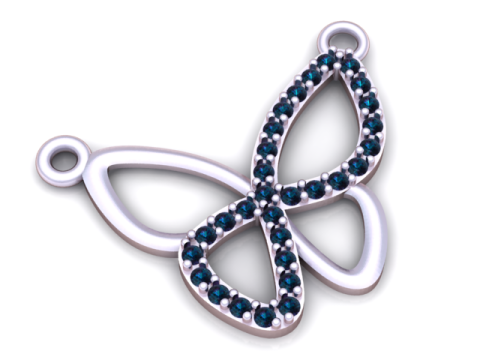 Model Perhiasan Cetak 3D Liontin Kupu-kupu Berlian Model Cetak 3D