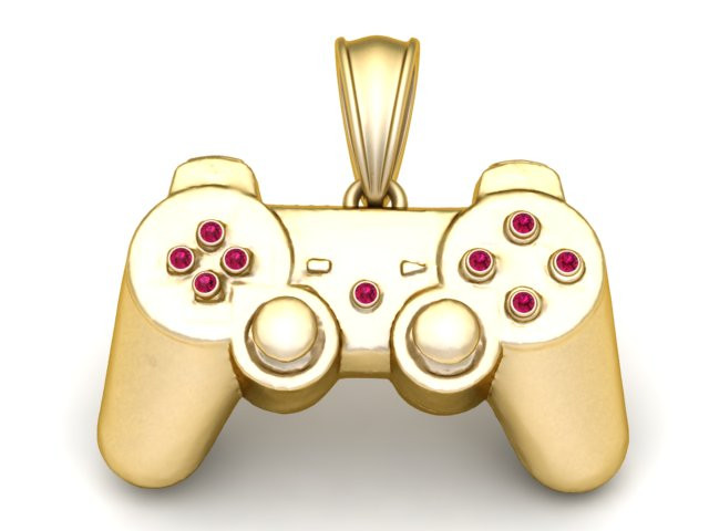 Gold Game Controller Pendant 3D Printable 3D Print Model .c4d .max .obj .3ds .fbx .stl .blend 