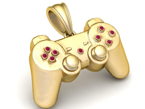 Gold Game Controller Pendant 3D Printable 3D Print Model