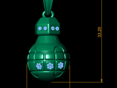 Gold Grenade Pendant 3D Printable MODEL 3D Print Model