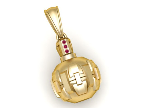 黄金科技手榴弹吊坠 3D 打印模型 3D 打印模型