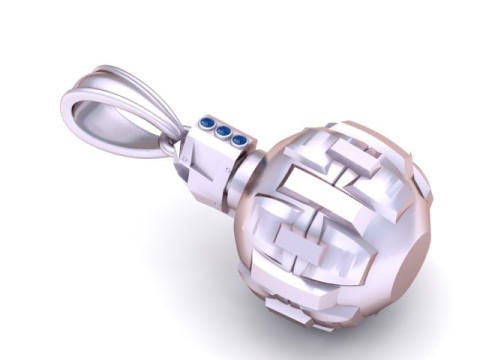 黄金科技手榴弹吊坠 3D 打印模型 3D 打印模型