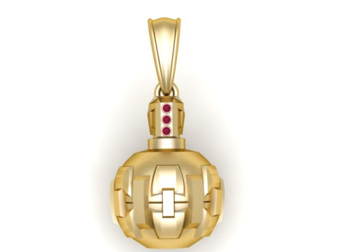 黄金科技手榴弹吊坠 3D 打印模型 3D 打印模型