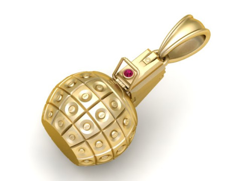 Gold Grid Grenade Pendant 3D Printable Model 3D Print Model