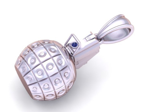 Gold Grid Grenade Pendant 3D Printable Model 3D Print Model