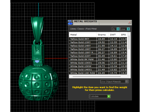 Gold Grid Grenade Pendant 3D Printable Model 3D Print Model