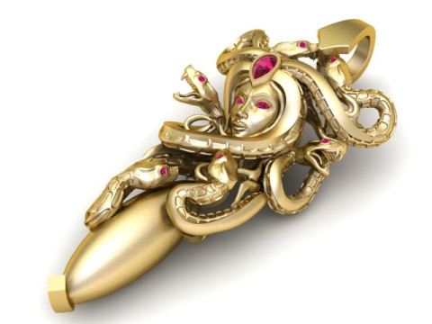 Modello stampabile 3D con pendente della dea serpente d'oro Modello di stampa 3D
