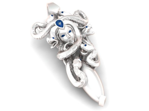 Modello stampabile 3D con pendente della dea serpente d'oro Modello di stampa 3D