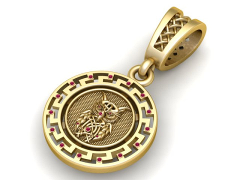 3D-модель для друку з медальйоном із золотим вовком 3D Принт Модель