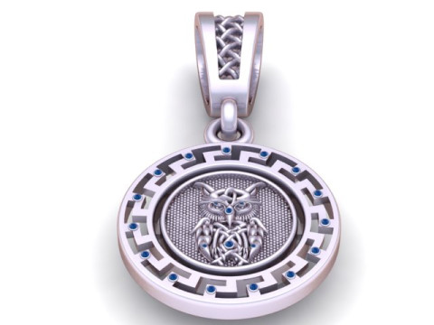 Model Cetak 3D Liontin Medali Serigala Emas Model Cetak 3D