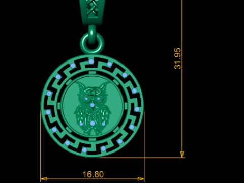 Model Cetak 3D Liontin Medali Serigala Emas Model Cetak 3D