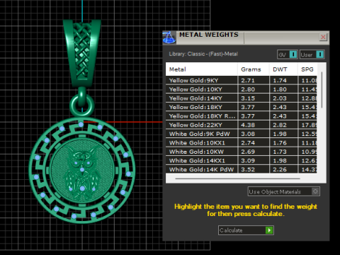 Model Cetak 3D Liontin Medali Serigala Emas Model Cetak 3D