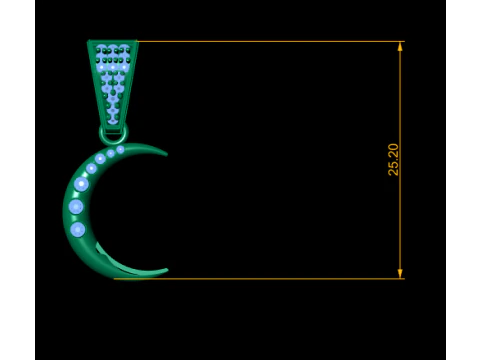 Gold Crescent Moon Pendant 3D Printable Model 3D Print Model