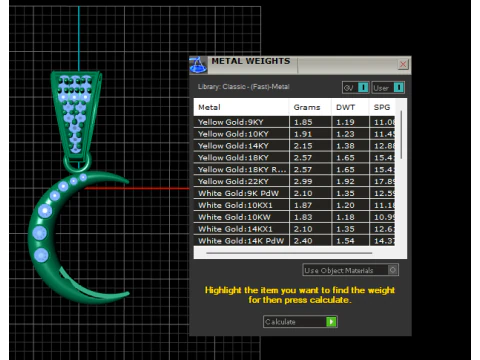 Gold Crescent Moon Pendant 3D Printable Model 3D Print Model