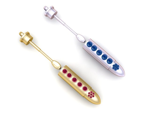 ゴールドとシルバーの弾丸イヤリング 3D 印刷可能モデル 3Dプリントモデル