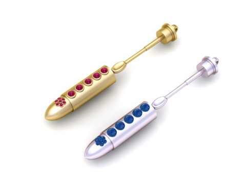 ゴールドとシルバーの弾丸イヤリング 3D 印刷可能モデル 3Dプリントモデル