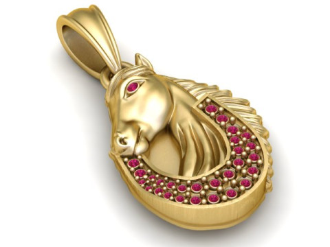 Model Cetak 3D Liontin Kepala Kuda Emas Model Cetak 3D