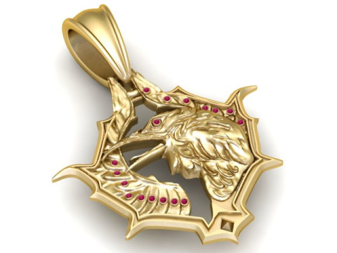 Model Cetak 3D Liontin Elang Emas Model Cetak 3D