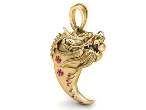 Gold Dragon Claw Pendant 3D Printable Model 3D Print Model