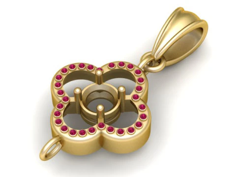 Gold Clover Gem Pendant 3D Printable Model 3D Print Model