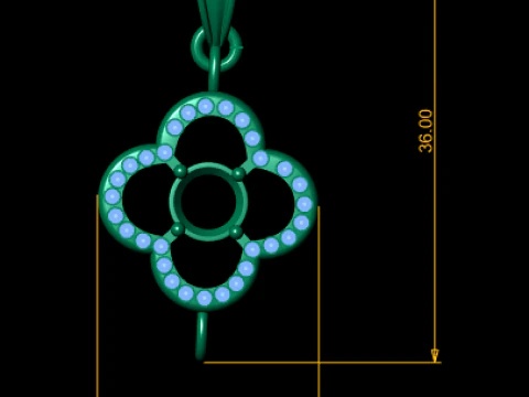 Gold Clover Gem Pendant 3D Printable Model 3D Print Model