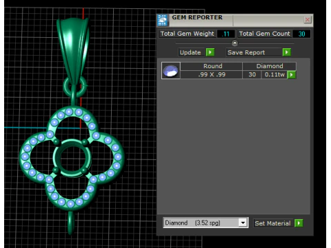 Gold Clover Gem Pendant 3D Printable Model 3D Print Model