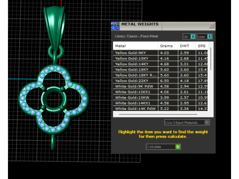 Gold Clover Gem Pendant 3D Printable Model 3D Print Model